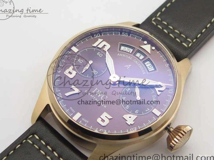 MIROTIME 1221 Popular Big Pilot Real PR IW502706 RG YLF 1:1 Best Edition Brown Dial On Calfskin Strap A 7223